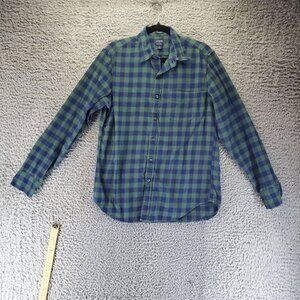 J. Crew Shirt Mens Medium Green & Blue Classic Flannel Button-Up Long Sleeve
